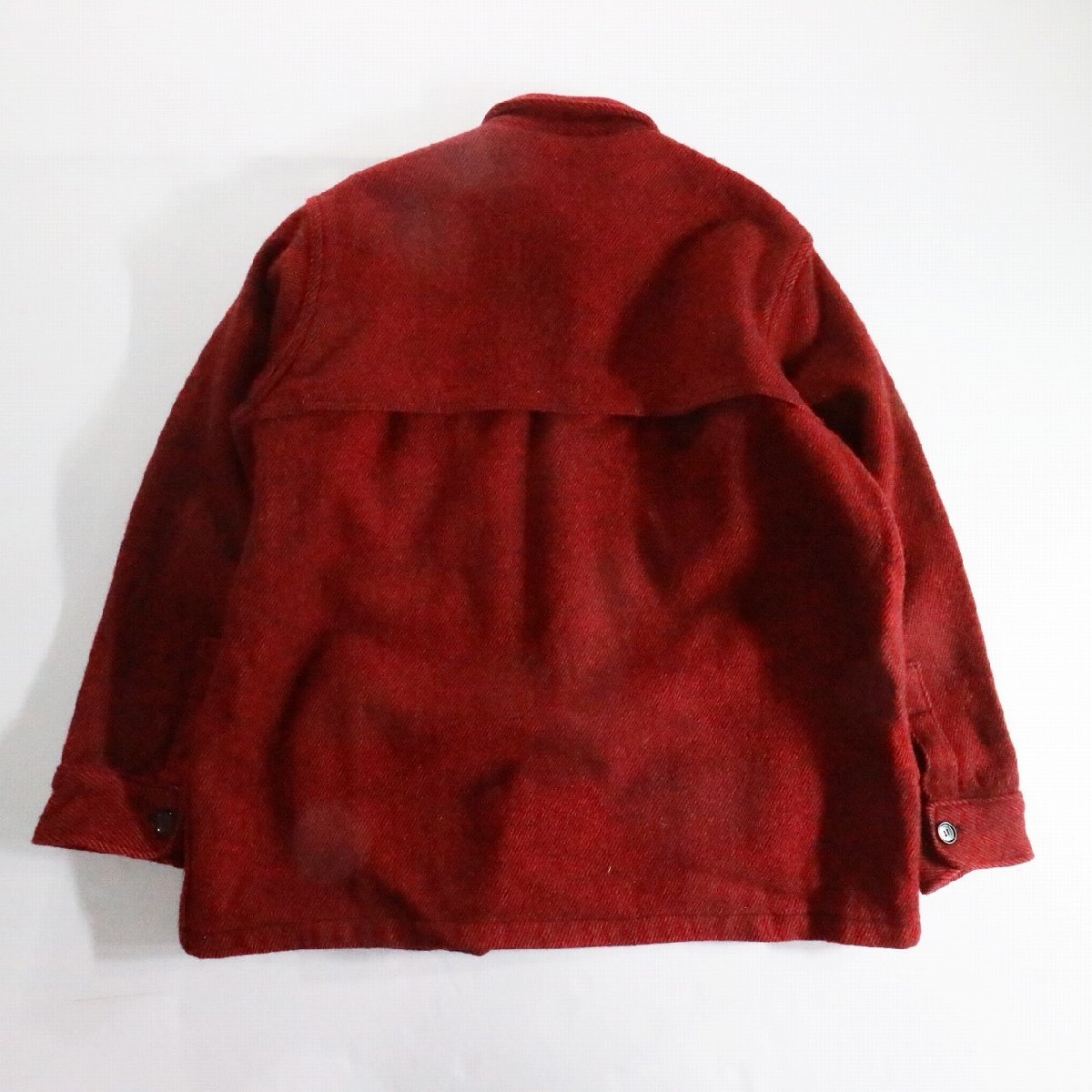 F□80年代 Eddie Bauer エディバウアー ウール シャツ ジャケット アウター レッド 赤色 (Lサイズ相当) 中古 古着 k7347_画像2