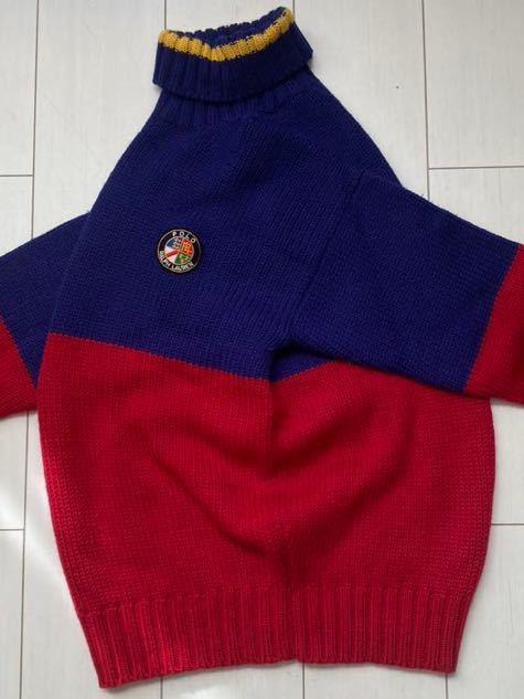 送料無料 美品 80s vintage ビンテージ POLO ラルフローレン COOKIE クッキー タートルネック 2-TONE KNIT ニット セーター 90s RRL SPORT_画像10