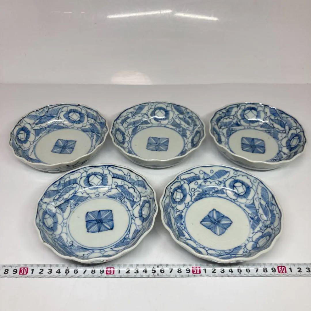 古伊万里 染錦膾皿9客 木箱付 直径14㎝ 東Y5-0403 2Fトヒニ-