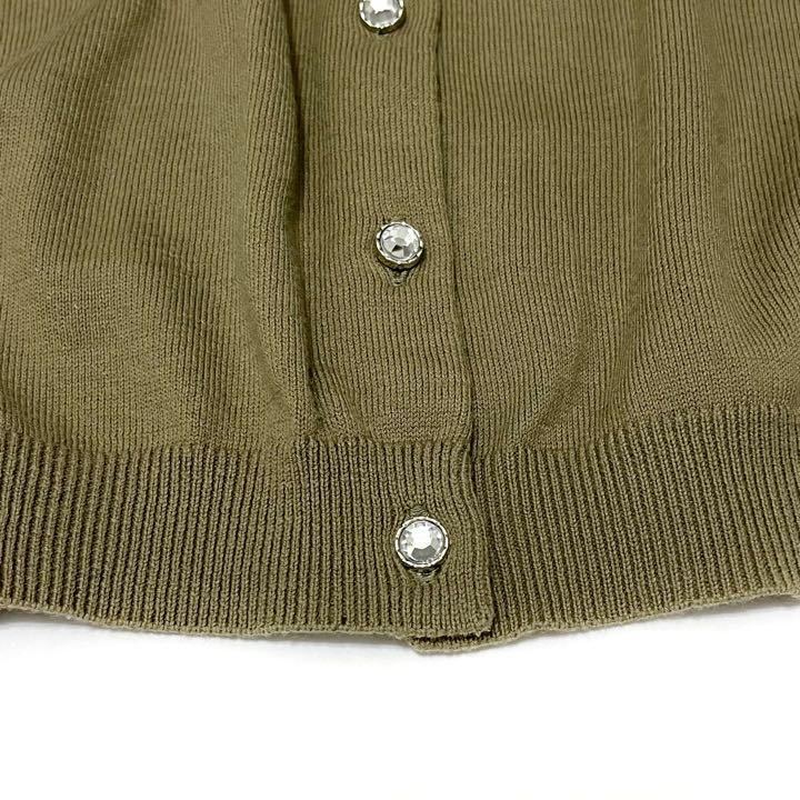 [ free shipping ]ROPE Rope * long sleeve cardigan crew neck olive green 