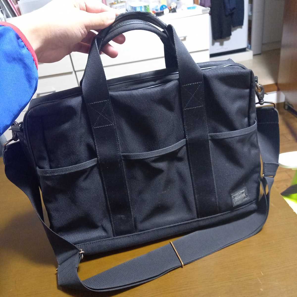 美品 PORTER ポーター 2way ビジネスバッグ レザー キャンバス