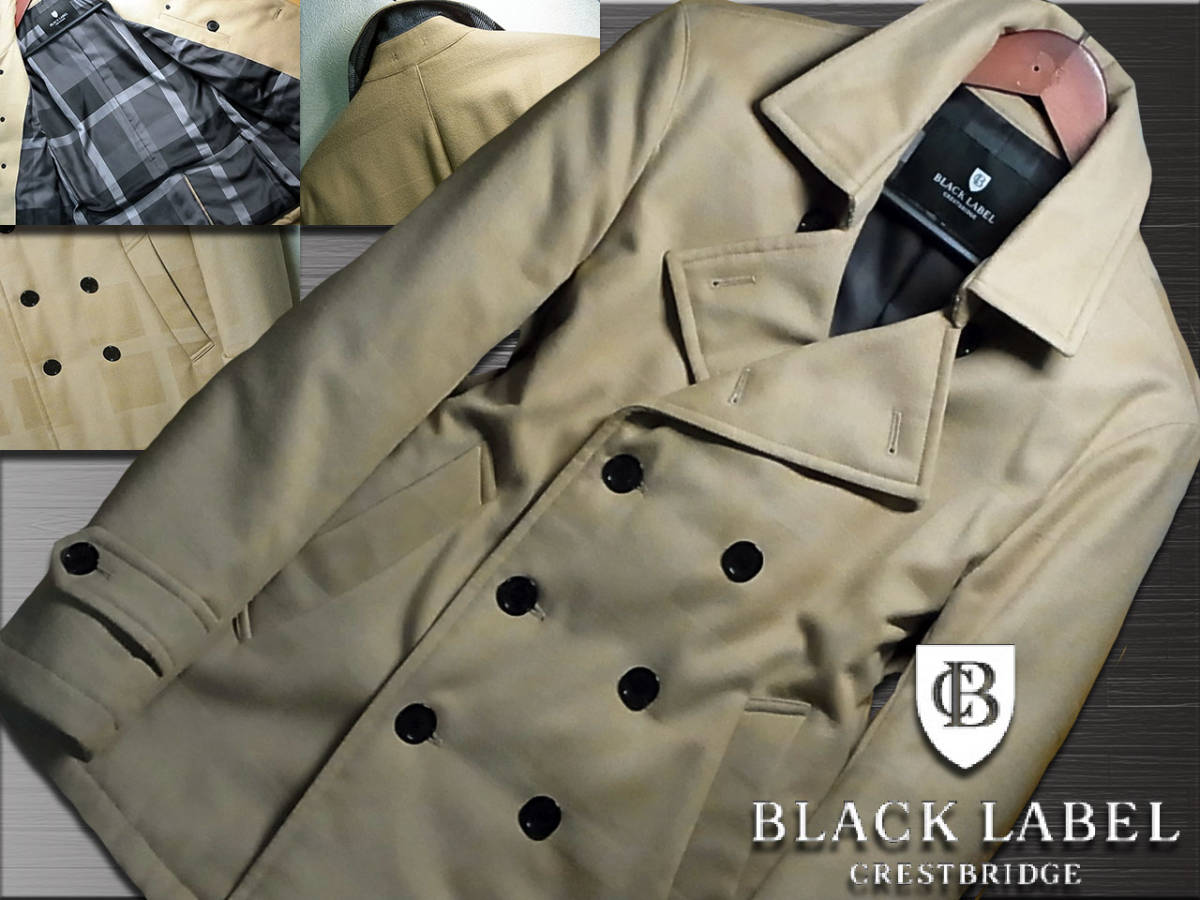 極上の逸品！シャドーチェック 羊毛100％×ダウン CAMEL Pコート▽ブラックレーベルクレストブリッジ BLACK LABEL  CRESTBRIDGE - majorbrands.co.in
