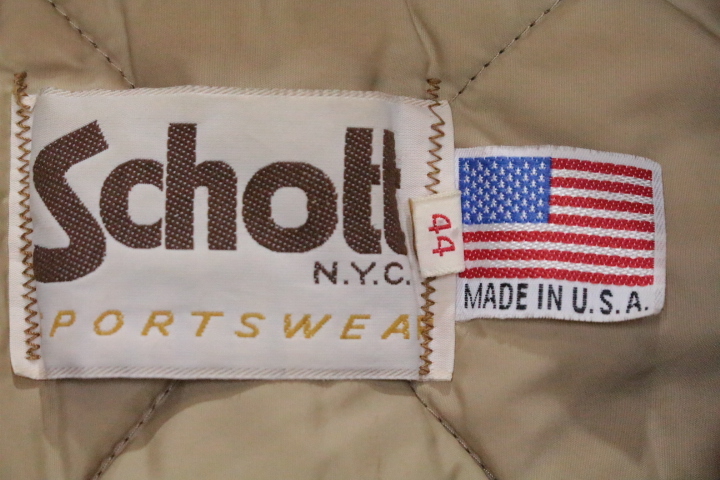 VintageOriginal 70's Schott デニムライダースジャケット 表記44 中綿入り ショット ヴィンテージ古着 バイカー USA製 アメカジ_画像3