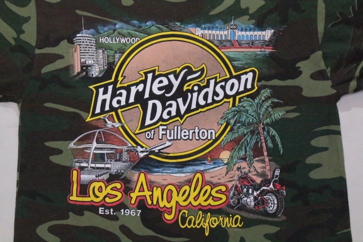 ヴィンテージ ハーレー迷彩Tシャツ シングルステッチ USA製 表記M HarleyDavidson Y2K古着