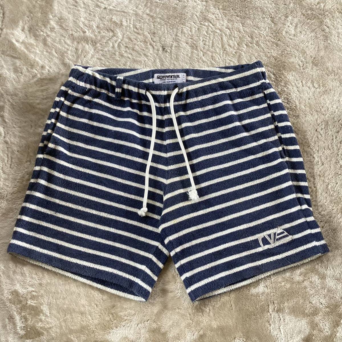 reversal リバーサル ハーフパンツ ショートパンツ ボーダー パイル地 kashwere カシウェア ハーフパンツ ボーダーズボン もこもこふわふわ S