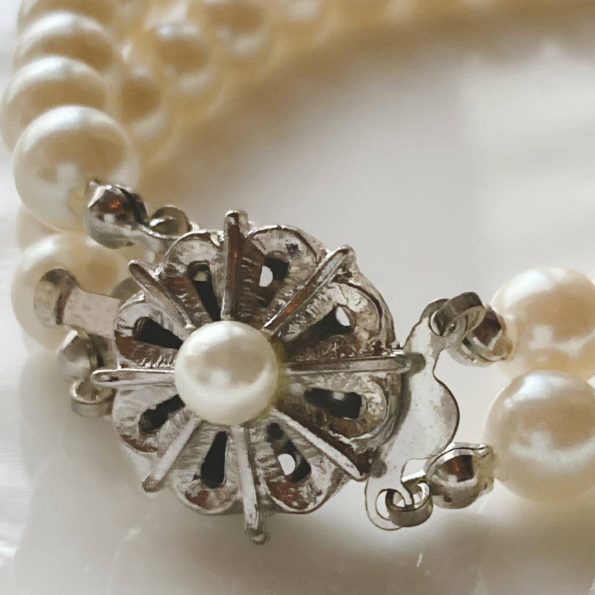 パールブレスレット ダブル 2連 フォーマル 高見え Vintage jewelry accessories 0576の画像4