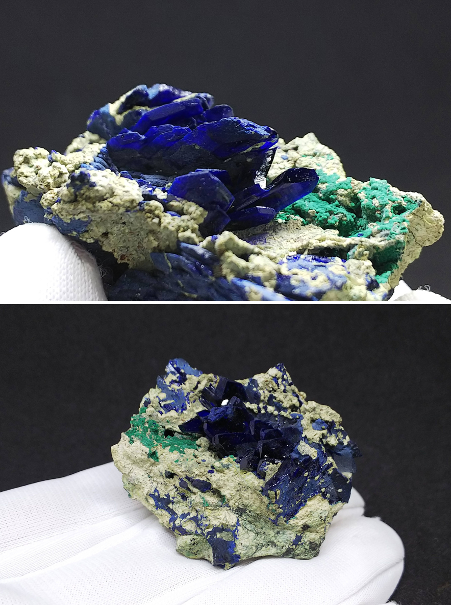 アズライト クラスター 藍銅鉱 結晶 原石 標本 約185ct ナミビア・ツメブ鉱山産 13