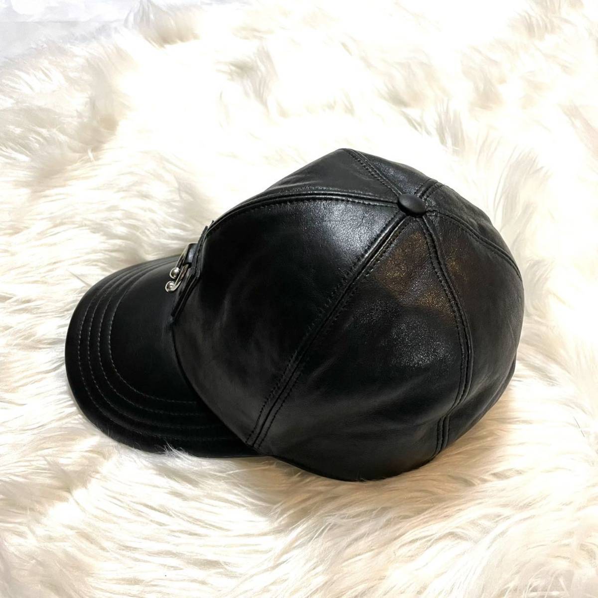 本物 美品 ニールバレット ピアシング レザー キャップ 帽子 黒-
