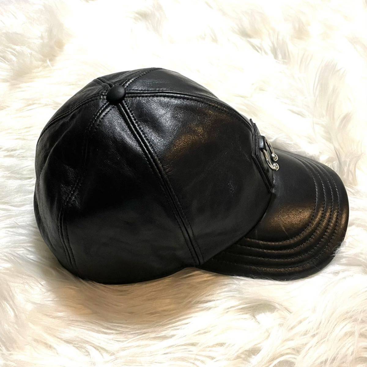 本物 美品 ニールバレット ピアシング レザー キャップ 帽子 黒 NEIL