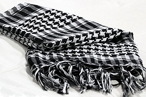 Dhana Style アフガンストール アラブストール チェック柄マフラー スカーフ (ブラック＆ホワイト)_画像2