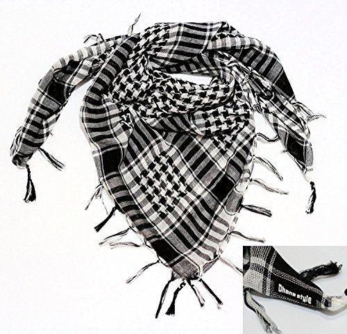 Dhana Style アフガンストール アラブストール チェック柄マフラー スカーフ (ブラック＆ホワイト)_画像6