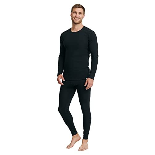 Men's Merino Baselayer Set (LS Shirt + Tights) S Black 1-pack_画像1