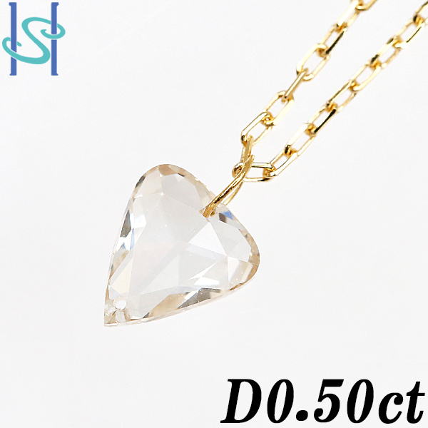 トリリアント ローズカット ダイヤモンド ネックレス K18イエローゴールド 一粒石 三角形 送料無料 美品  SH83529