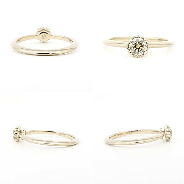 カシケイ ブラウンダイヤモンド リング 0.20ct K18BG ミルセッティング