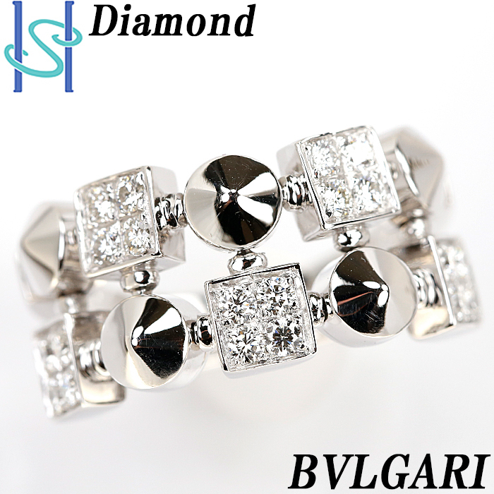 ブルガリ ダイヤモンド ルチア 2ロウ リング K18 ホワイトゴールド BVLGARI 送料無料 美品 中古 SH83026
