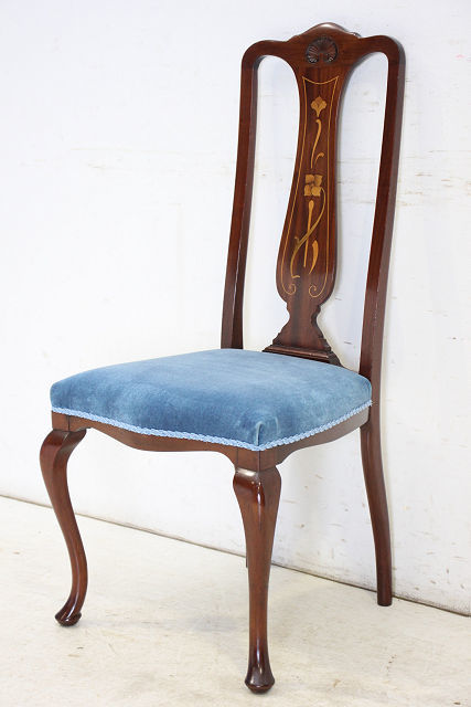アンティーク コレクション 家具 西洋 dn-33　1910年代 イギリス クイーンアン マホガニー アールヌーボー チェア 椅子 イス いす 送料無料_画像2