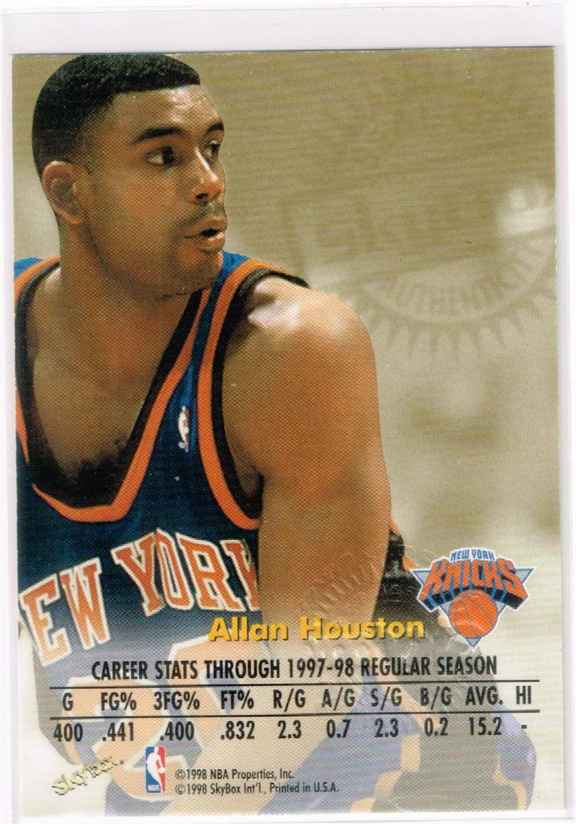 1998-99 NBA SKYBOX Autographics Allan Houston Auto Autograph スカイボックス アラン・ヒューストン 直筆サイン 98-99_裏面