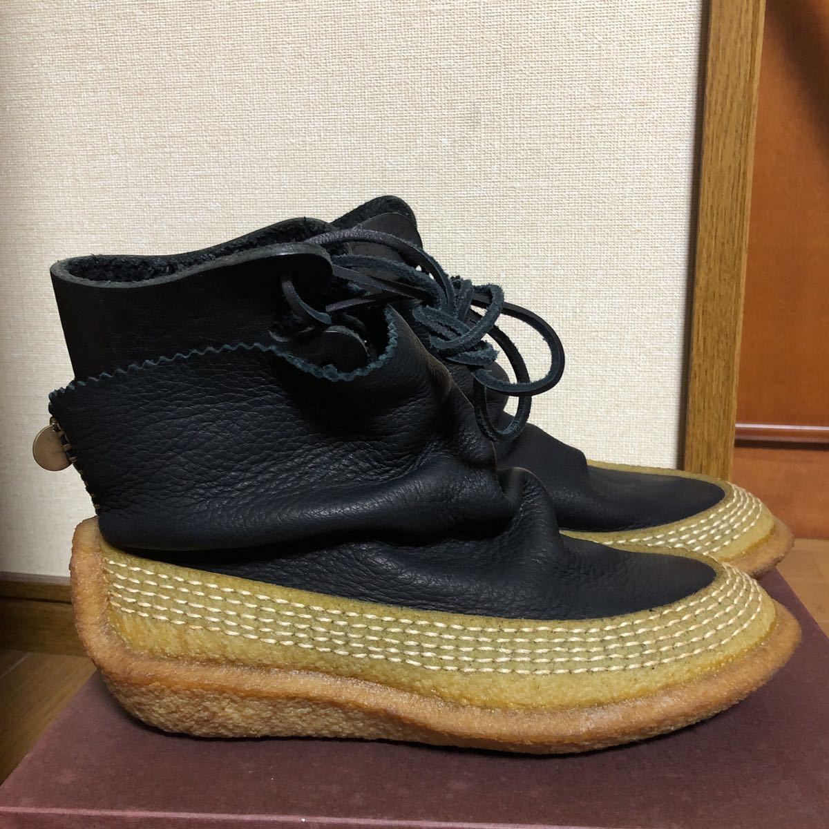 KAPITAL キャピタル ピカソ ブーツ レイヤード レザー ラバーソール ブラック 靴 LAYERED LEATHER PICASSO BOOTS  BLACK RUBBER SOLE
