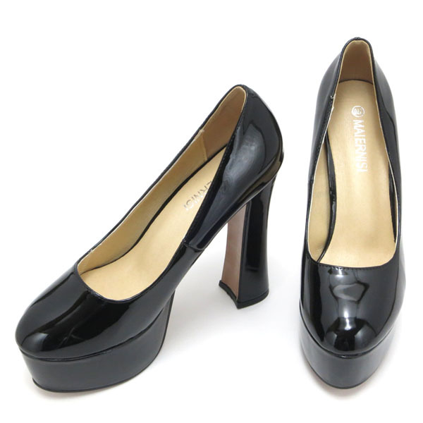  new goods large size pumps black 26.5cm 131420-43 enamel style front thickness bottom storm high heel futoshi heel 