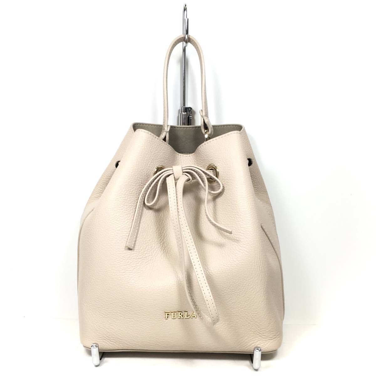 輝い 2way 巾着型 フルラ ▽【美品】FURLA ハンドバッグ 布袋付き 鞄