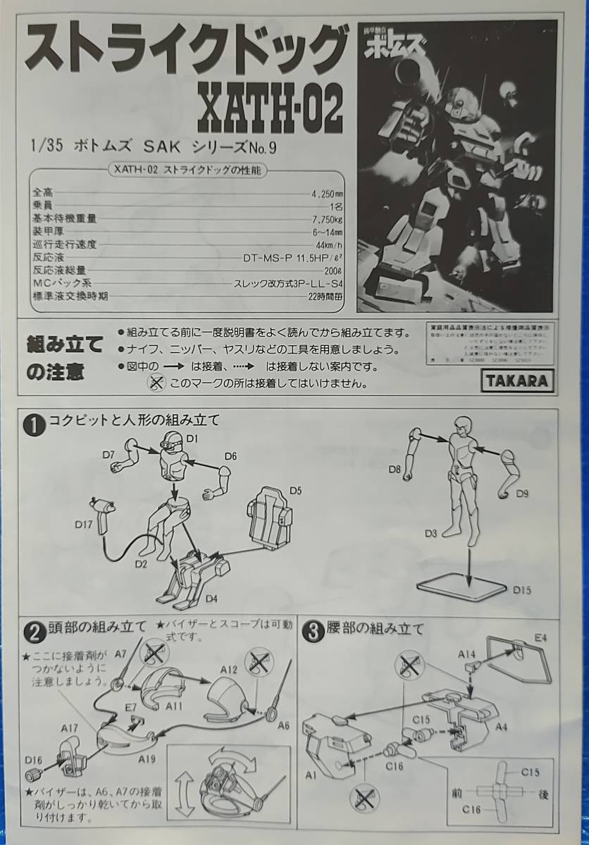 タカラ 1/35 ファイナルボトムズ 版 ストライクドッグ 未開封 ボトムズ レッドショルダー ファッティ キリコ_画像4