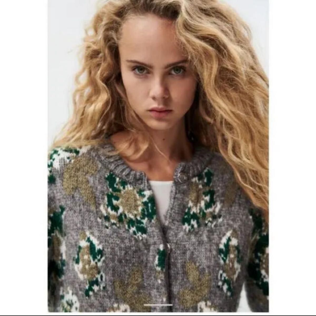 ZARA フラワージャカードニット カーディガン ジャガードニット ZARA フラワージャカードニット カーディガン ジャガードニット