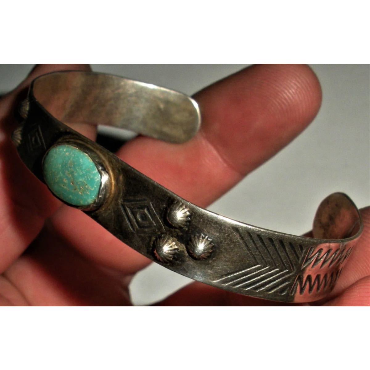 休日限定 BRACELET SILVER TURQUOISE 1940's NAVAJO 超希少!VTG GREAT