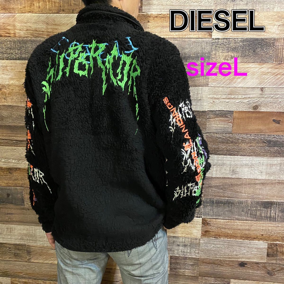 Yahoo!オークション - DIESEL ディーゼル 刺繍 フリースジャケット