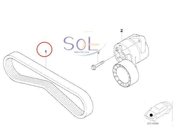 BMW E46 ACコンプレッサー側 ファンベルト 5PK950 318i 11281433948 11281437874 出荷締切18時_画像2