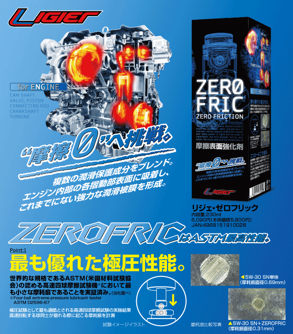 リジェ ZEROFRIC 【910028】摩擦表面強(qiáng)化剤 230ml (エンジンオイル/ギアオイル添加剤)