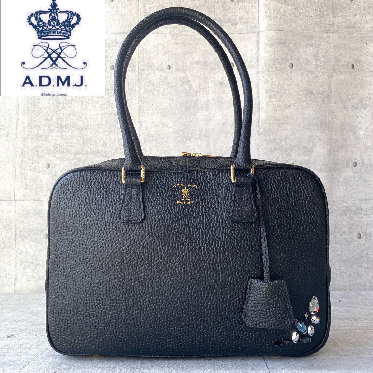 超美品 A.D.M.J エーディーエムジェー 黒 ブラック トートバッグ