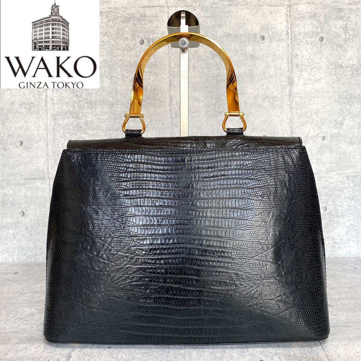 SALE／100%OFF】 WAKO 銀座和光 リザード革 ゴールド金具 黒