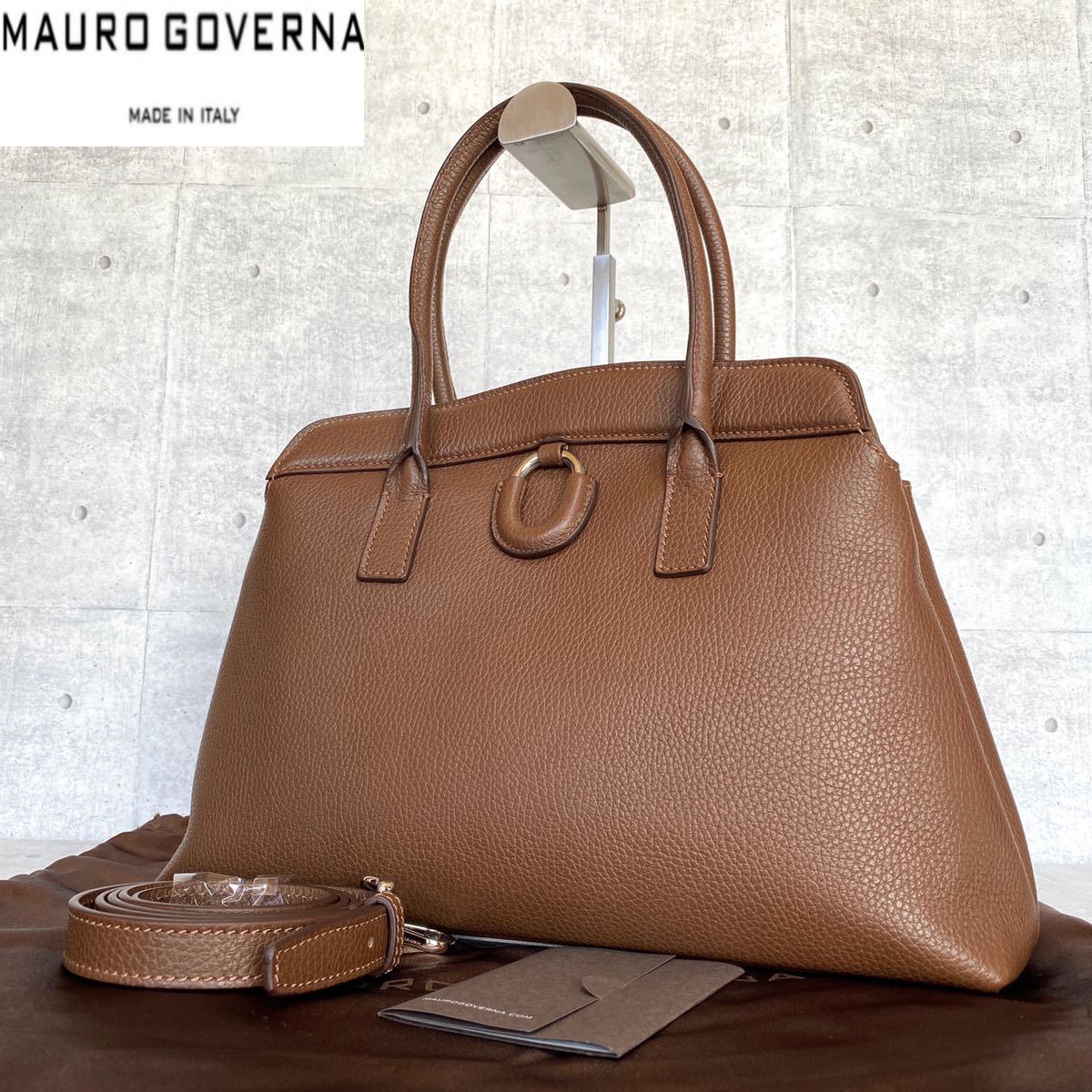 美品】MAURO GOVERNA ナイルクロコダイル ボルドー 2WAYバッグ-