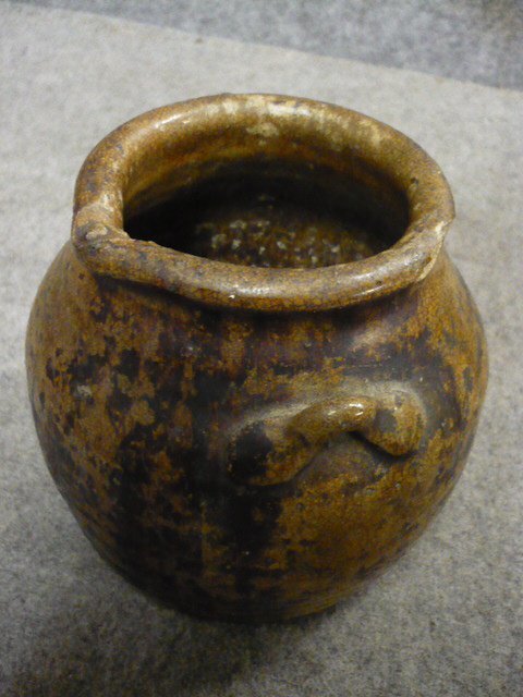  Echizen .. tooth black "hu" pot [B31413] height 13.5cm diameter 14cm cosmetics old tool old . old fine art 