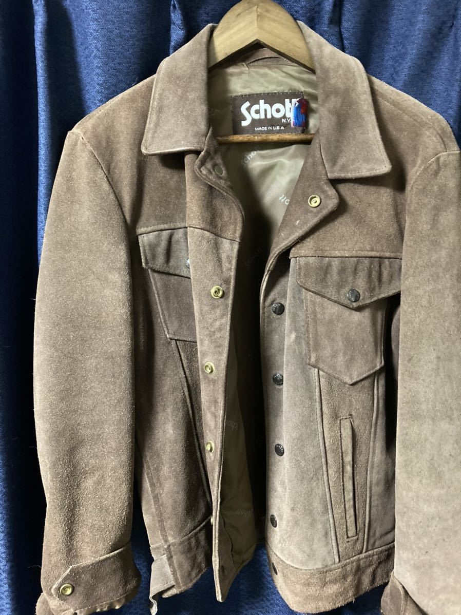 専門店では ショット レザージャケット スエード 38 ライダース USA IN