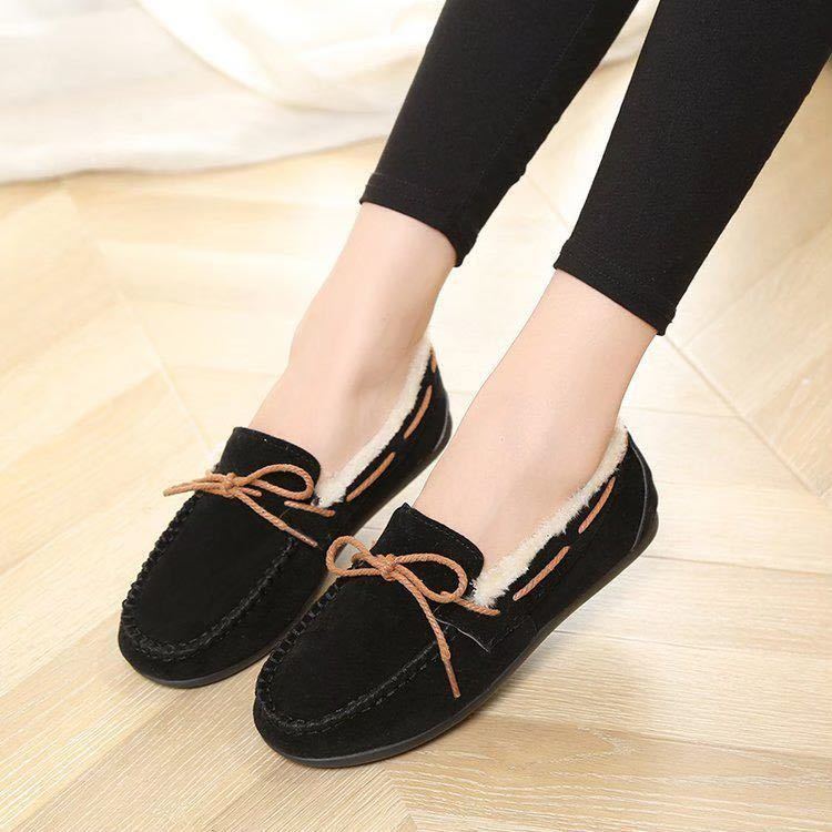  lady's moccasin Loafer shoes black [272] fur moccasin shoes 23.5cm