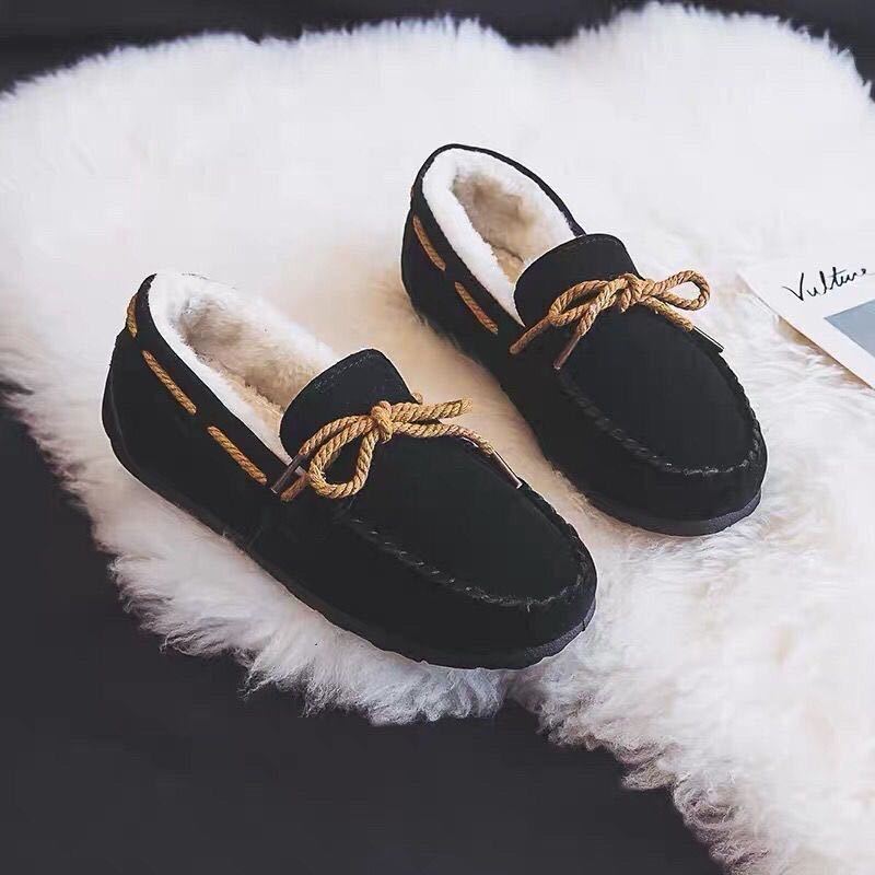  lady's moccasin Loafer shoes black [272] fur moccasin shoes 23.5cm