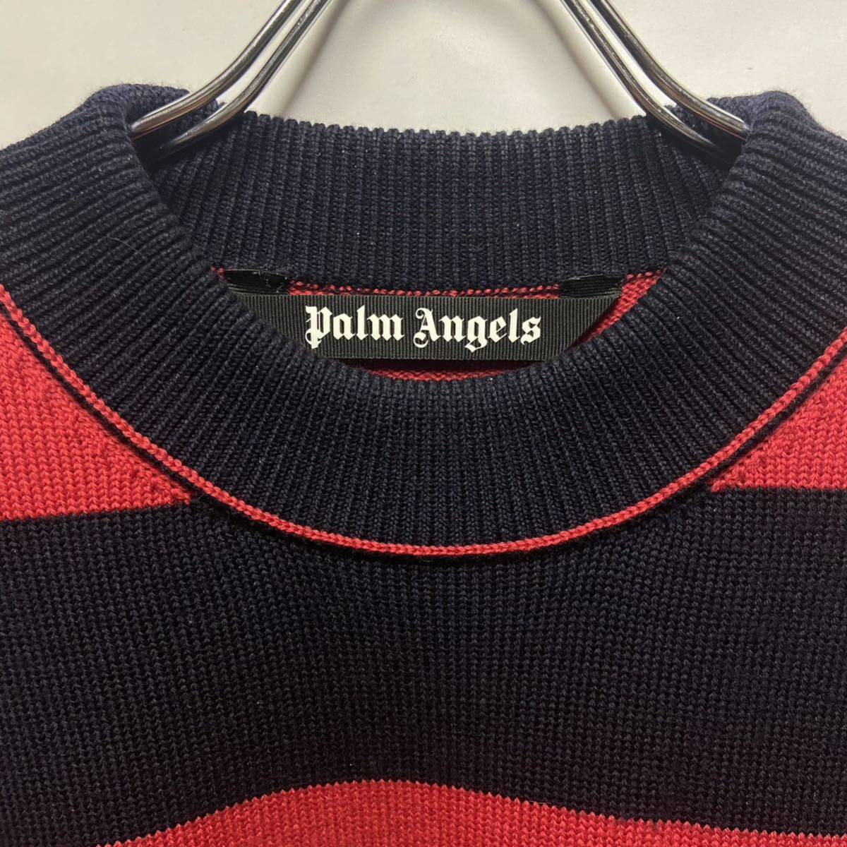 定価163,500円◇希少◇PALM ANGELS パームエンジェルス ニット セーター M レッド ネイビー