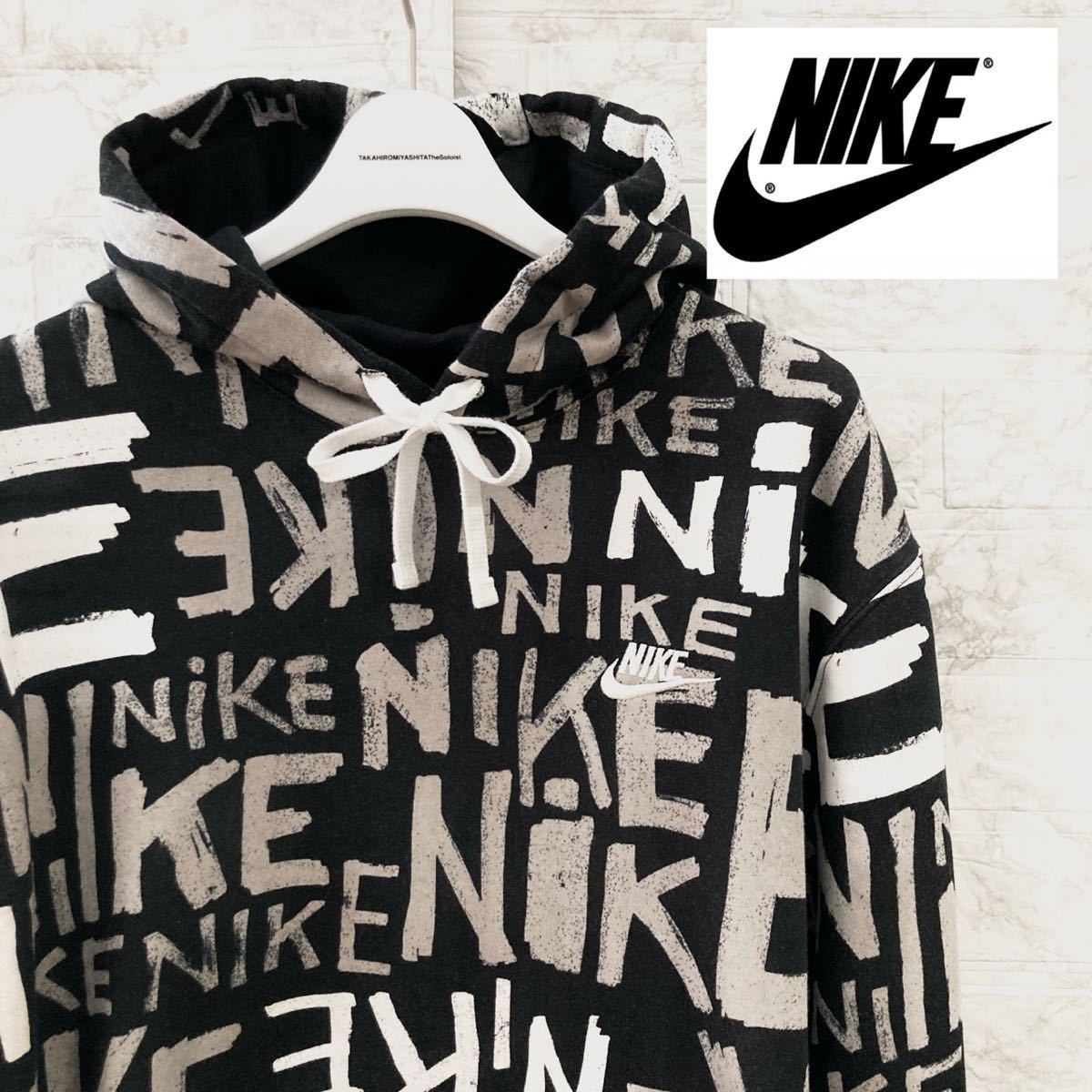 特別送料無料!】 ☆NIKE HOODIE ナイキ☆ワンポイント刺繍ロゴ 総柄