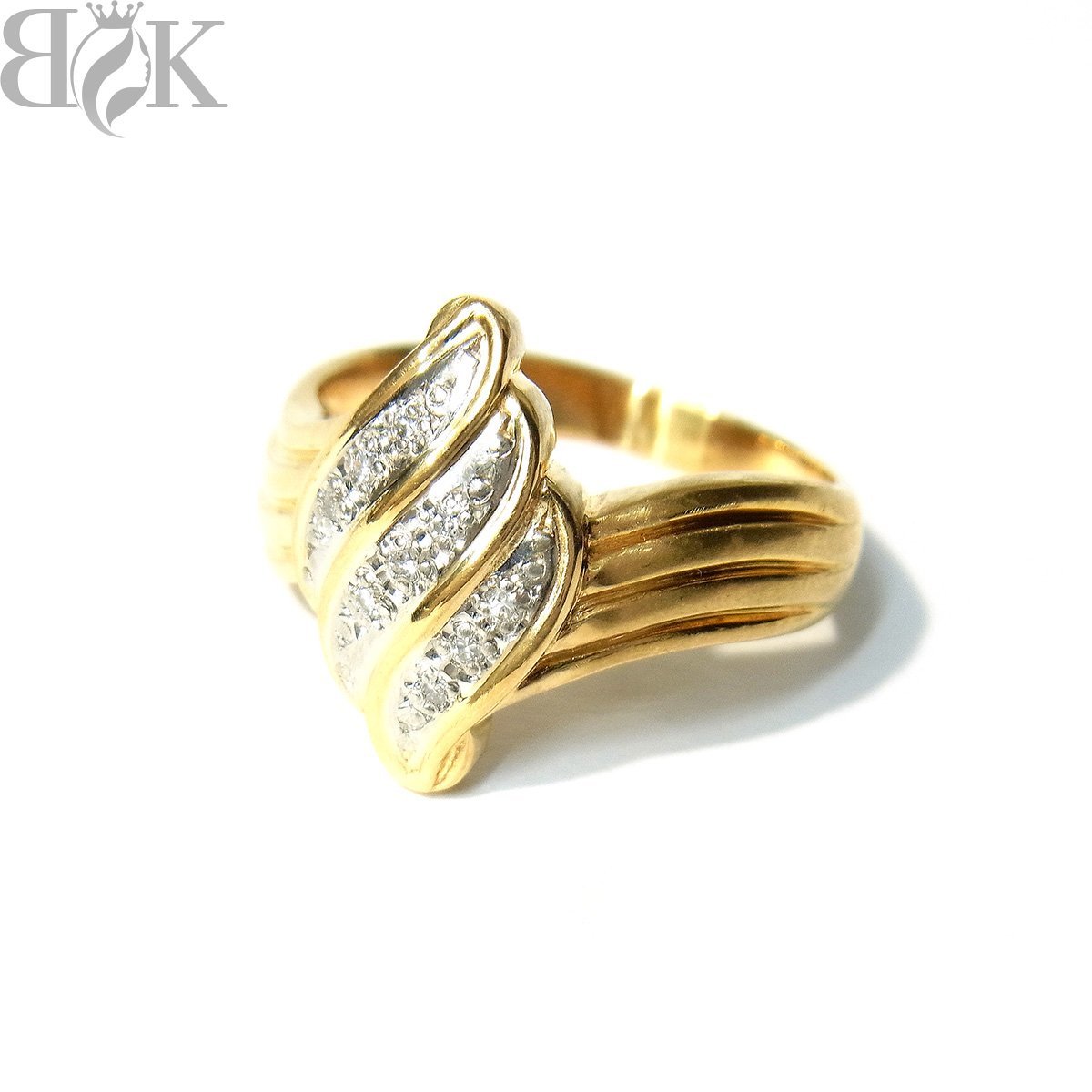 美品 K18 Pt900 デザインリング 指輪 ダイヤ イエローゴールド