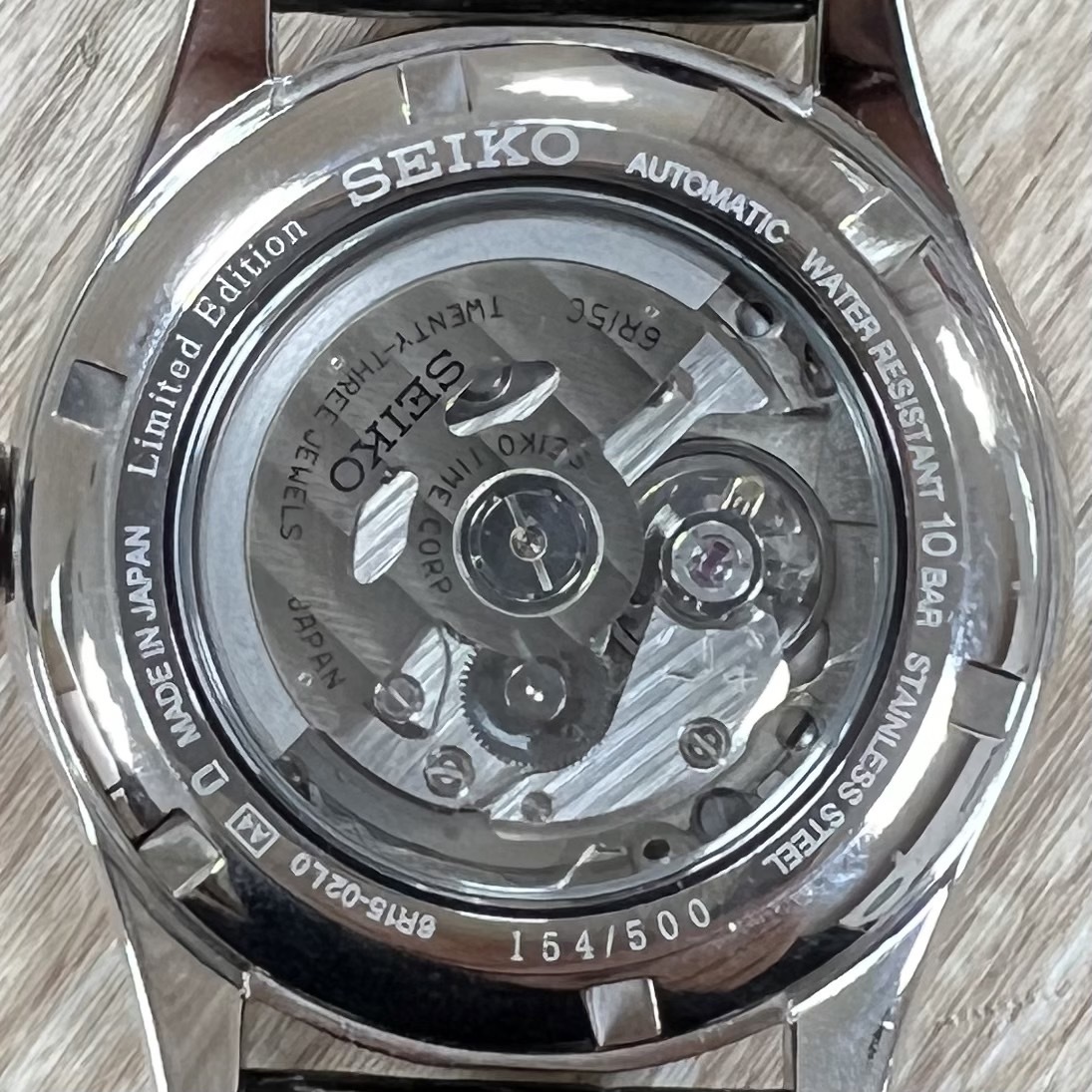 セイコー SEIKO アナログ 3針 自動巻き デイト 腕時計 裏スケ 6R15-02L0 白文字盤 メンズ 稼働品 【10181_画像6