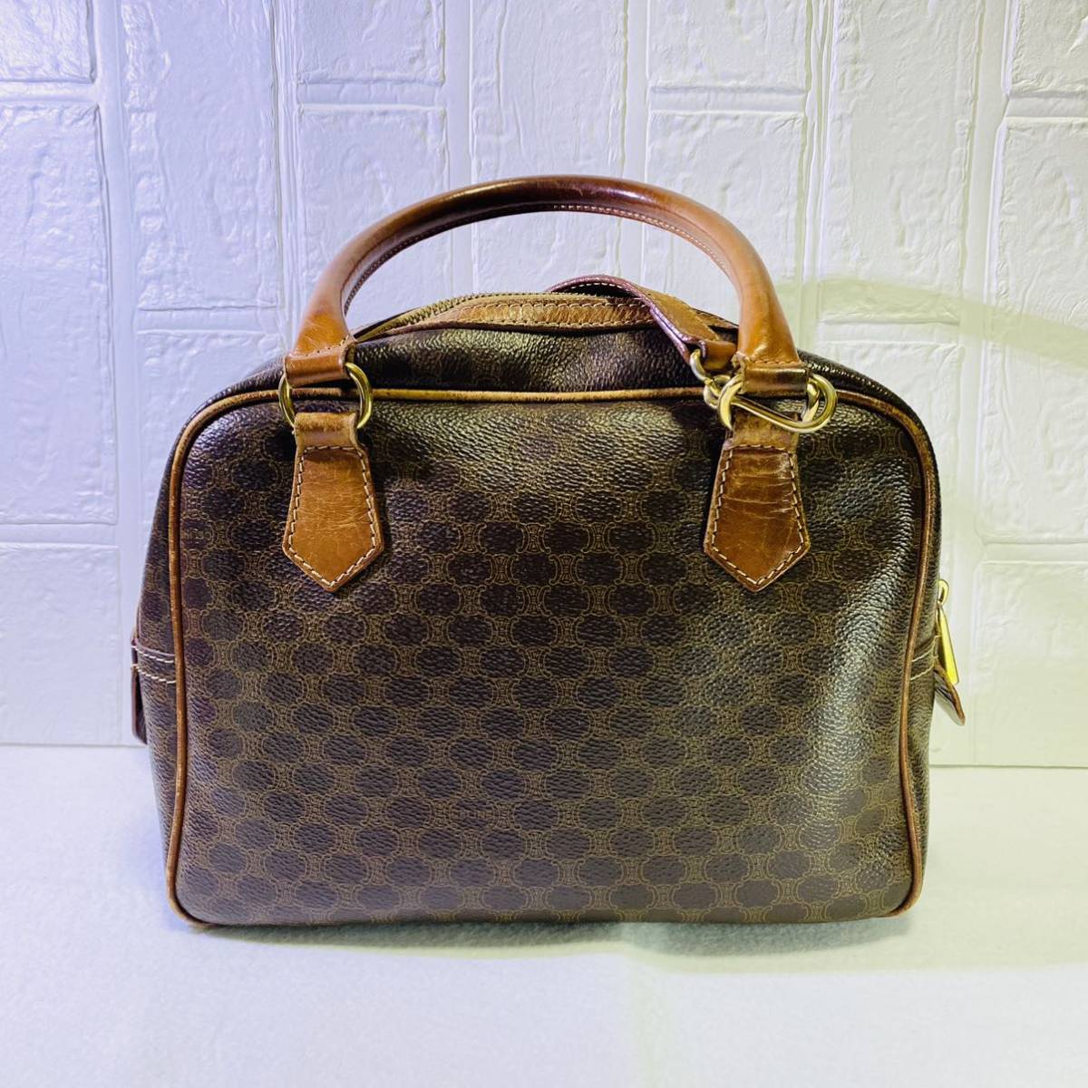 CELINE セリーヌ マカダム柄 PVC ×レザー 2WAY ハンドバッグ