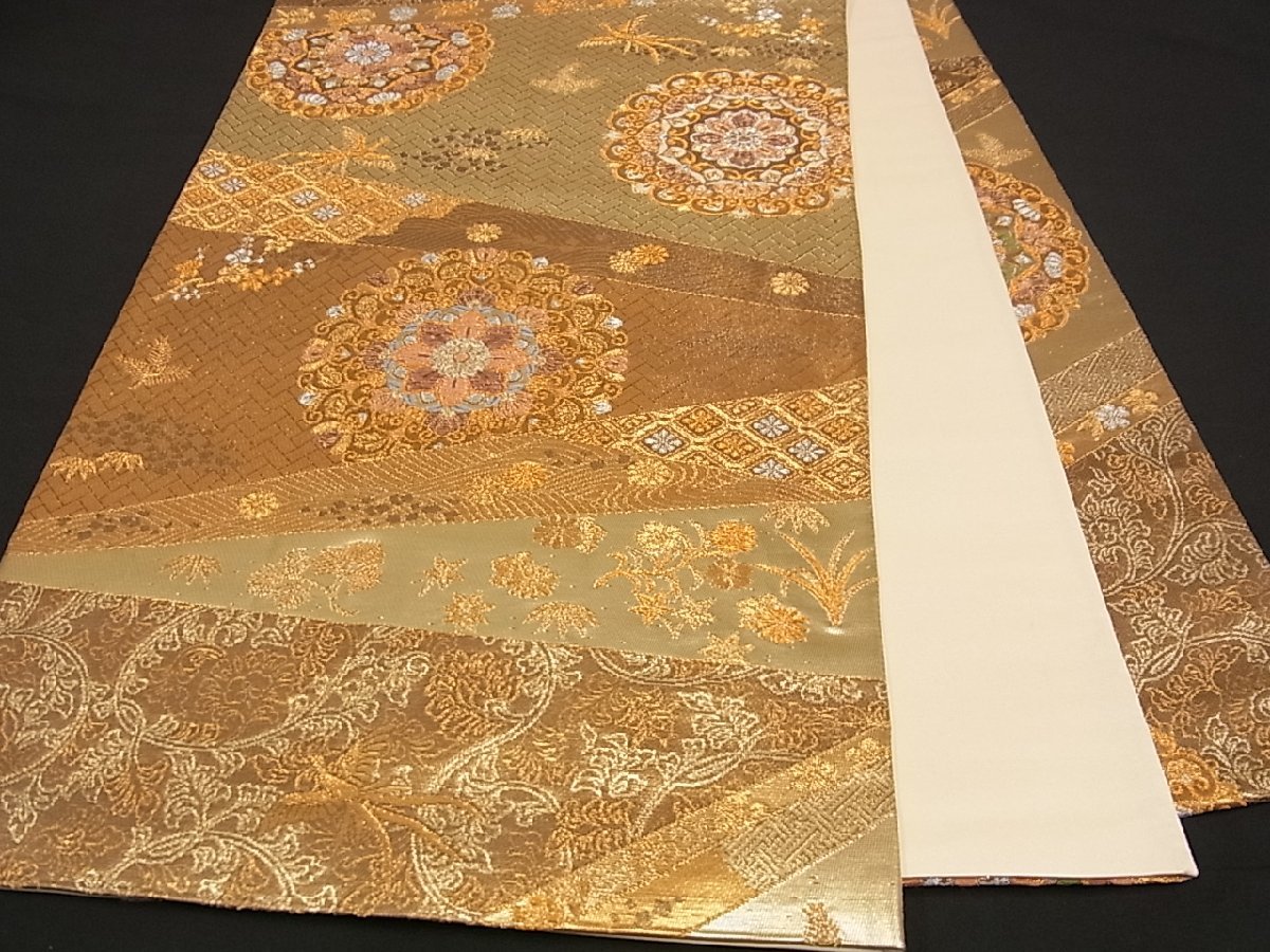 お洒落 〔6637〕着物 袋帯 六通 ピンク×シルバー 428㎝ ilam.org