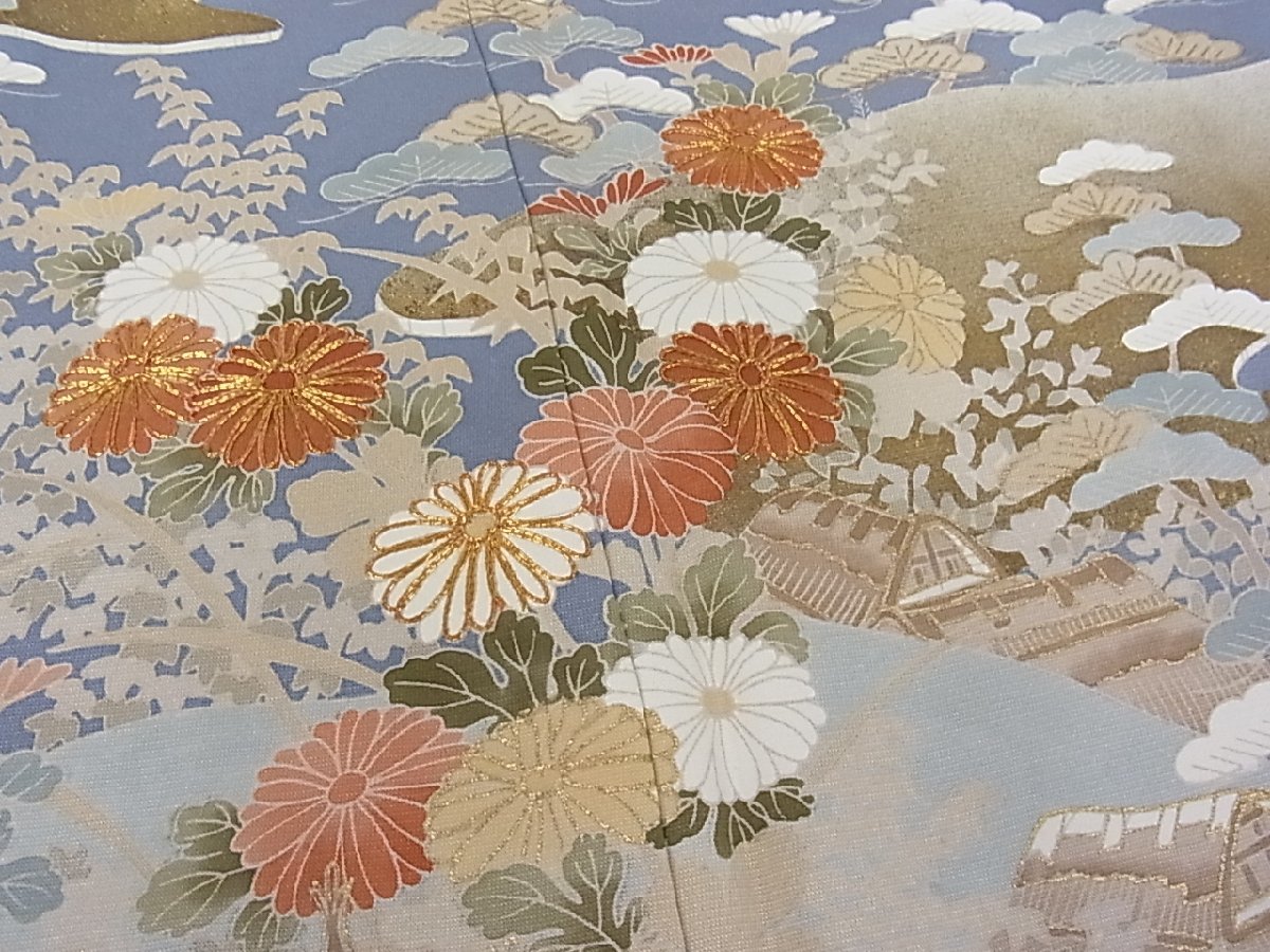 ポンパドー ビター 訪問着 友禅 駒刺繍 松竹梅 風景花文 金彩 mop1755