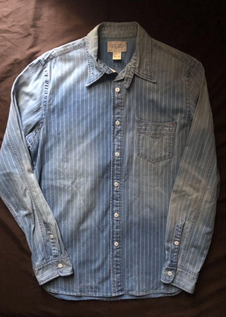 【名作】極美品 RRL INDIGO WABASH STRIPE SHIRT ダブルアールエル インディゴ ストライプ ウォバッシュ ワバッシュ デニムシャツ シャツ S