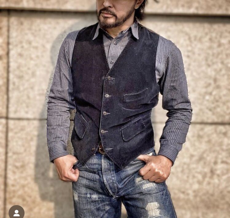 名作】極美品 RRL INDIGO STRIPE WORK SHIRT ダブルアールエル