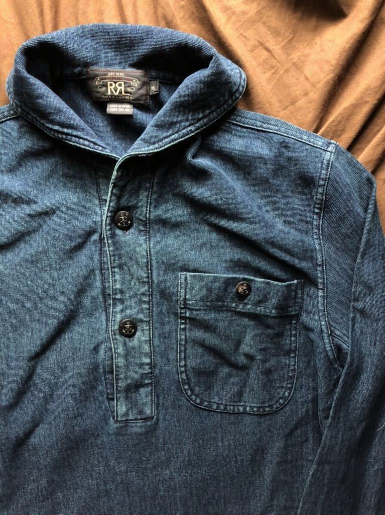 レア美品 RRL クラッシックショールカラープルオーバーシャツ