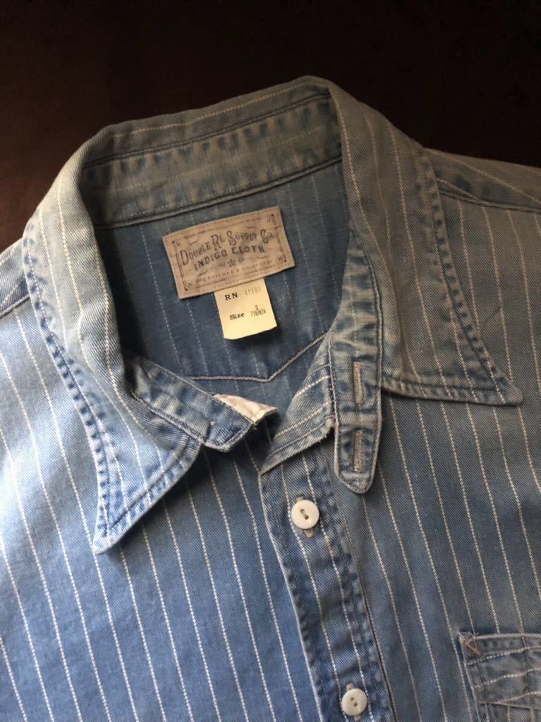 【名作】極美品 RRL INDIGO WABASH STRIPE SHIRT ダブルアールエル インディゴ ストライプ ウォバッシュ ワバッシュ デニムシャツ シャツ S