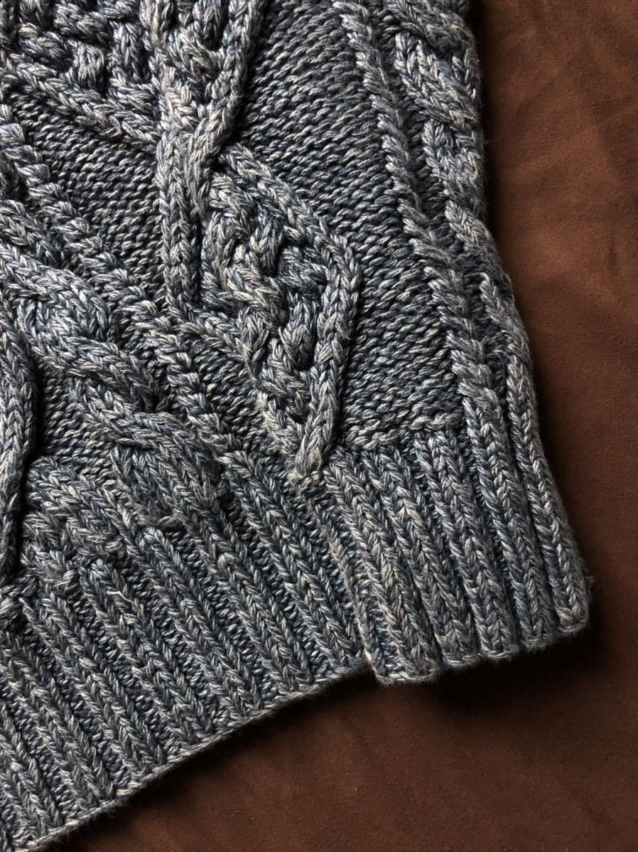 【傑作】美品 RRL MOCK NECK INDIGO HAND KNIT ダブルアールエル インディゴ アラン モックネック ニット セーター ラルフローレン XS_画像4