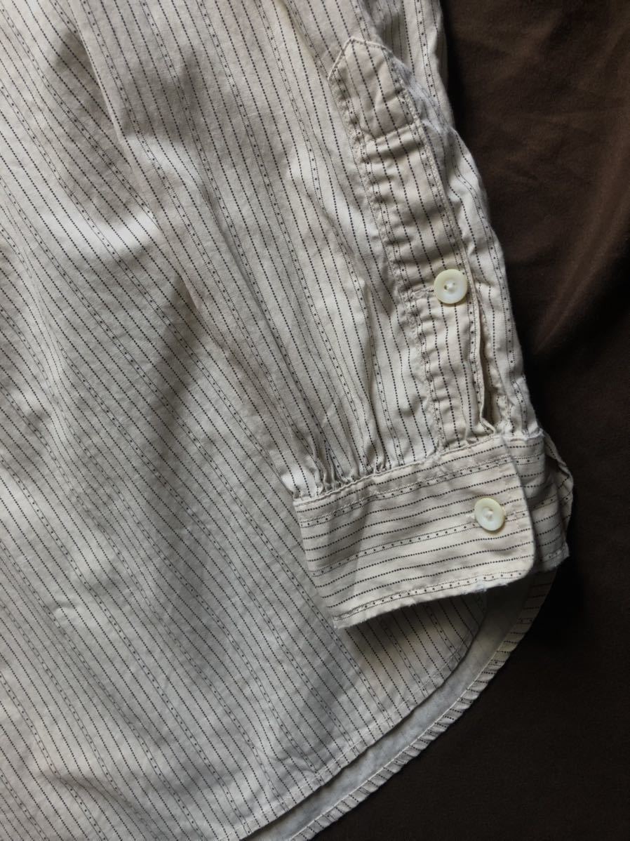 傑作】RRL CALICO STRIPE BAND COLLAR SHIRT ダブルアールエル